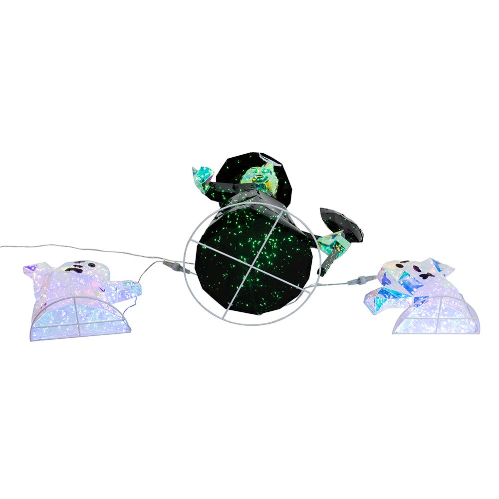Kurt Adler Pre-lit Holographic Witch and Two Ghosts, 3-Piece Set